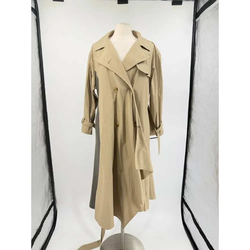 FRAY I.D Double Breasted Trench Coat Oversized Mix Pattern Japanese Minimalism S - Picture 3 of 16